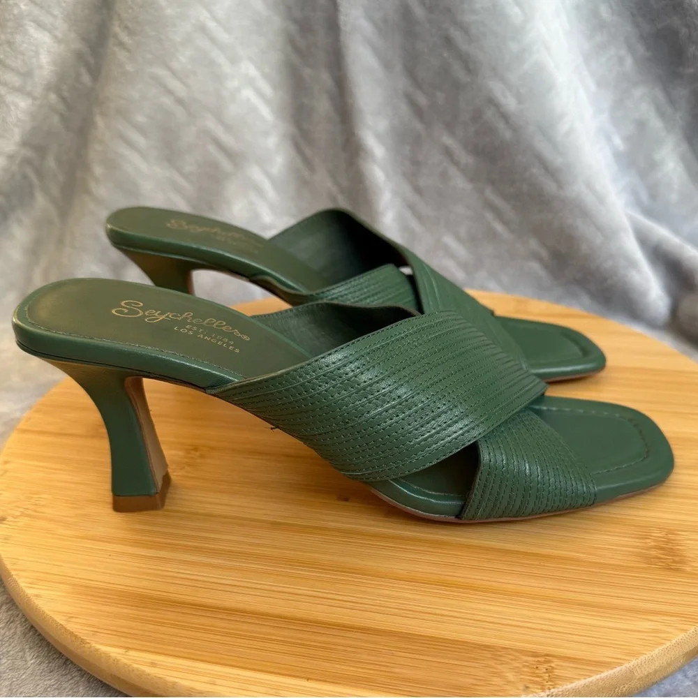 Seychelles Fleet Green Leather Heels Women’s Size 9 - Picture 4 of 9